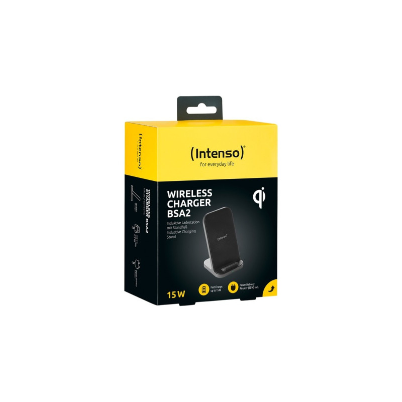 Intenso Wireless Charging Stand BSA2, Ladestation(schwarz, QI-Standard, PD3.0, Quick Charge 3.0)
