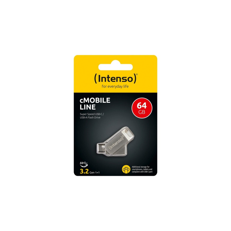 Intenso cMOBILE LINE 64 GB, USB-Stick(silber, USB-A 3.2 Gen 1, USB-C 3.2 Gen 1)
