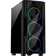 Inter-Tech A-3401 Chevron, Tower-Gehäuse(schwarz, Frontblende und Fensterseitenteil aus Acrylglas)