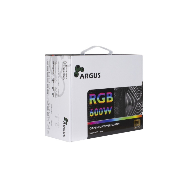 Inter-Tech Argus RGB-600W II, PC-Netzteil(schwarz, 2x PCIe, 600 Watt)