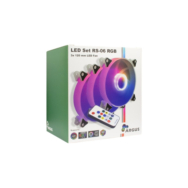 Inter-Tech Argus RGB-Fan Set RS-06 120x120x25, Gehäuselüfter(3er Set, inkl. Controller)