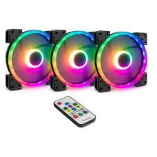 Inter-Tech Argus RGB-Fan Set RS-14 140x140x25, Gehäuselüfter(schwarz, 3er Set, inkl. Controller)