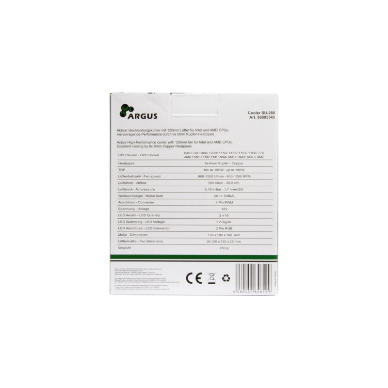 Inter-Tech Argus SU-280 RGB, CPU-Kühler(schwarz)