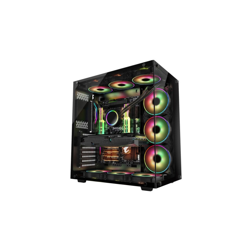 Inter-Tech C-701 Panorama, Tower-Gehäuse(schwarz, Tempered Glass)