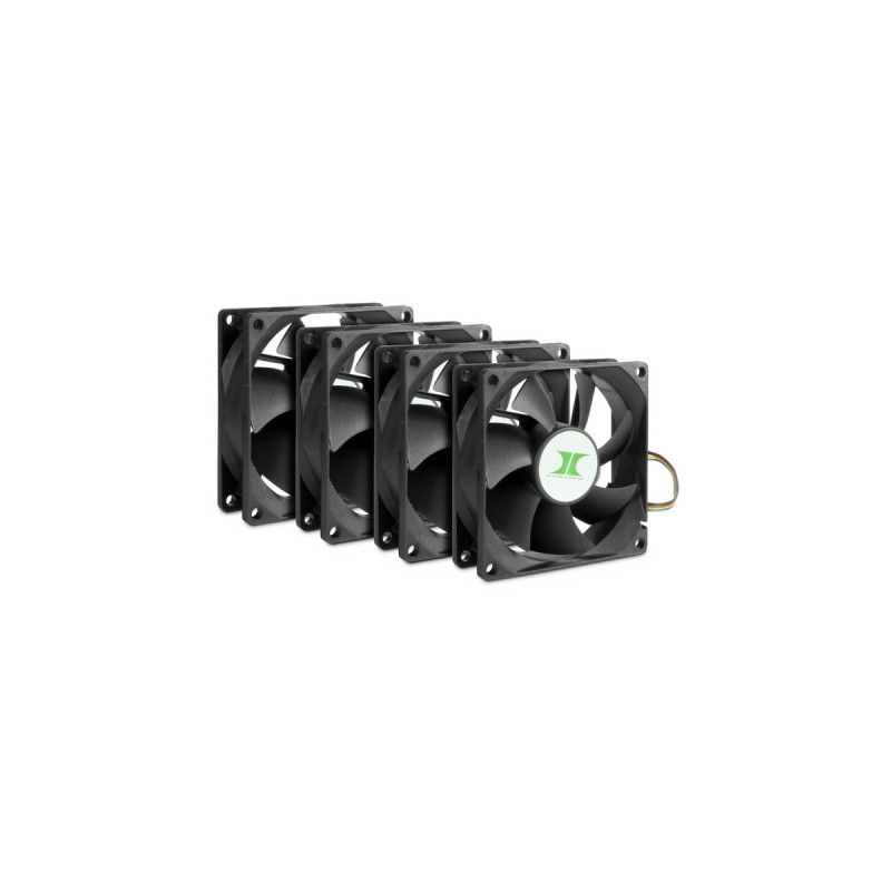 Inter-Tech IPC Fan Set 80mm, Gehäuselüfter(schwarz, 4er Set)