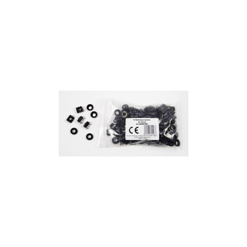 Inter-Tech Käfigmuttern, 50 Stück, Schrauben-Set(schwarz, 150-teilig)
