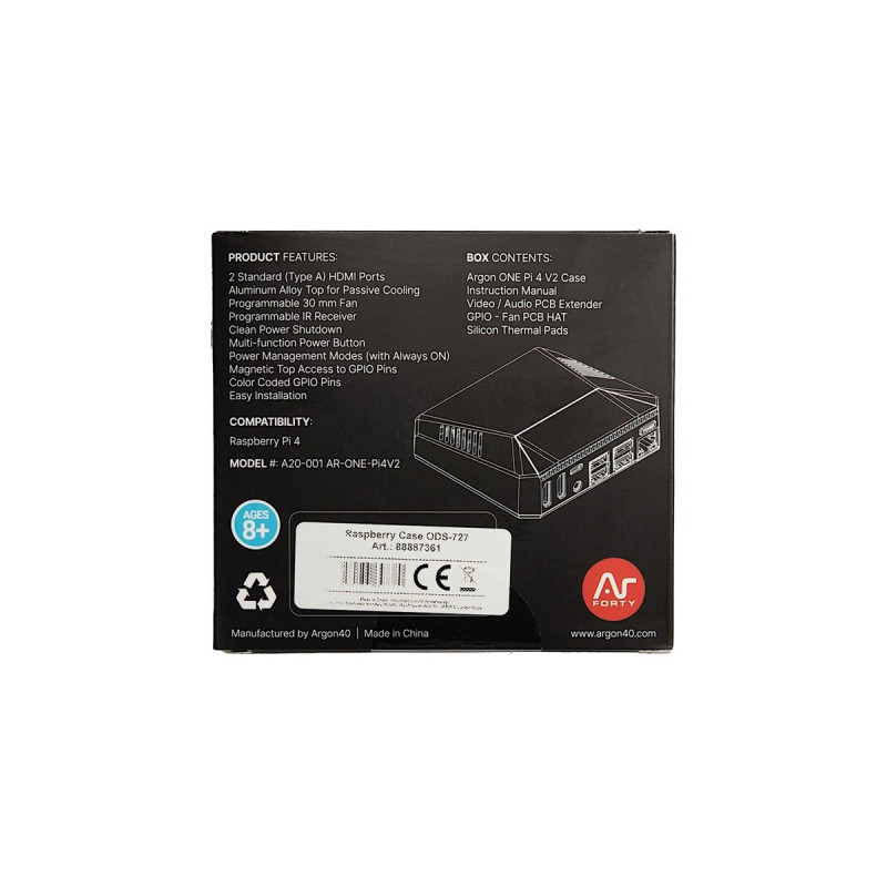 Inter-Tech ODS-727 für Raspberry Pi 4B, Gehäuse(für Raspberry Pi 4 Modell B)