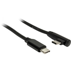 USB-C Stecker 90°(schwarz, 1 Meter, PD, Laden mit bis zu 60 Watt, gesleevt)