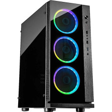 Inter-Tech W-III RGB, Tower-Gehäuse(schwarz, Frontblende aus Tempered Glass )