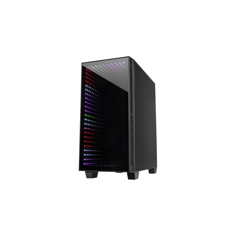 Inter-Tech X-608 Infinity Micro Infinity-Mirror, Tower-Gehäuse(schwarz, Tempered Glass)