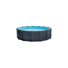 Intex Frame Pool Set Graphit Ø 478 x 124cm, Schwimmbad(dunkelgrau/blau, mit Sandfilteranlage)