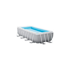 Intex Frame Pool Set Prism Quadra 300 x 175 x 80cm, Schwimmbad(hellgrau/blau, Kartuschenfilteranlage ECO 604G)