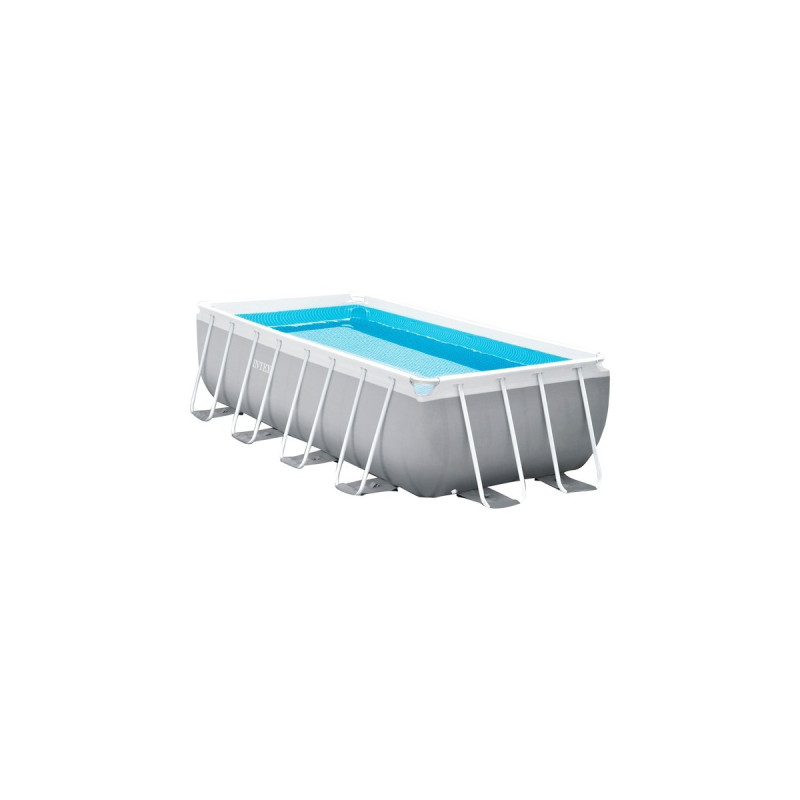 Intex Frame Pool Set Prism Quadra 400 x 200 x 100cm, Schwimmbad(hellgrau/blau, Kartuschenfilteranlage ECO 604G)