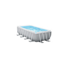 Intex Frame Pool Set Prism Rectangular 400 x 200 x 122cm, Schwimmbad(hellgrau/blau, Kartuschenfilteranlage)