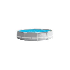 Intex Frame Pool Set Prism Rondo 126702GN, Ø 305 x 76cm, Schwimmbad(grau/blau, Kartuschen-Filteranlage ECO 602G)