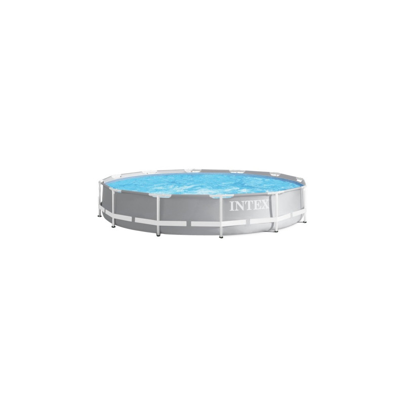 Intex Frame Pool Set Prism Rondo 126712GN, Ø 366 x 76cm, Schwimmbad(grau/blau, Kartuschen-Filteranlage 28604GS)