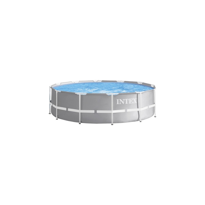 Intex Frame Pool Set Prism Rondo 126716GN, Ø 366 x 99cm, Schwimmbad(grau/blau, Kartuschen-Filteranlage ECO 604G)