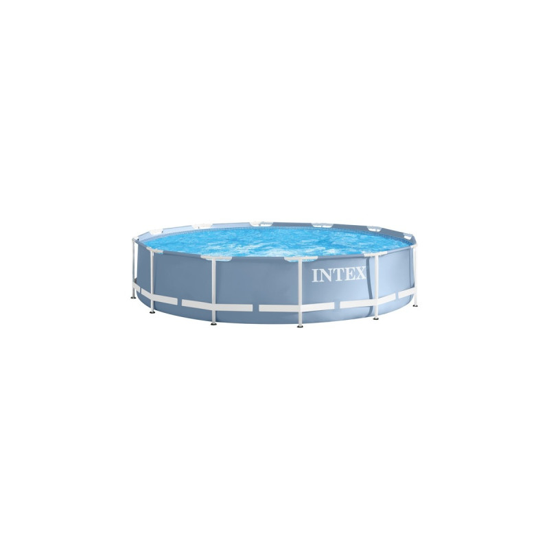 Intex Frame Pool Set Prism Rondo 126726GN, Ø 457 x 122cm, Schwimmbad(grau/blau, Kartuschen-Filteranlage ECO 638G)