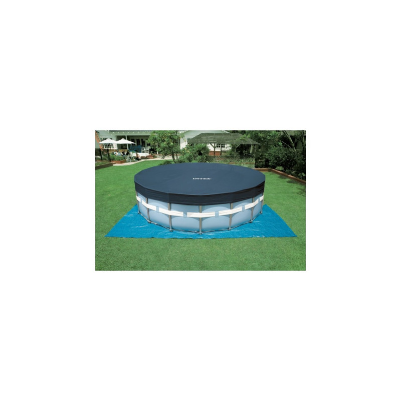 Intex Frame Pool Set Prism Rondo 126726GN, Ø 457 x 122cm, Schwimmbad(grau/blau, Kartuschen-Filteranlage ECO 638G)