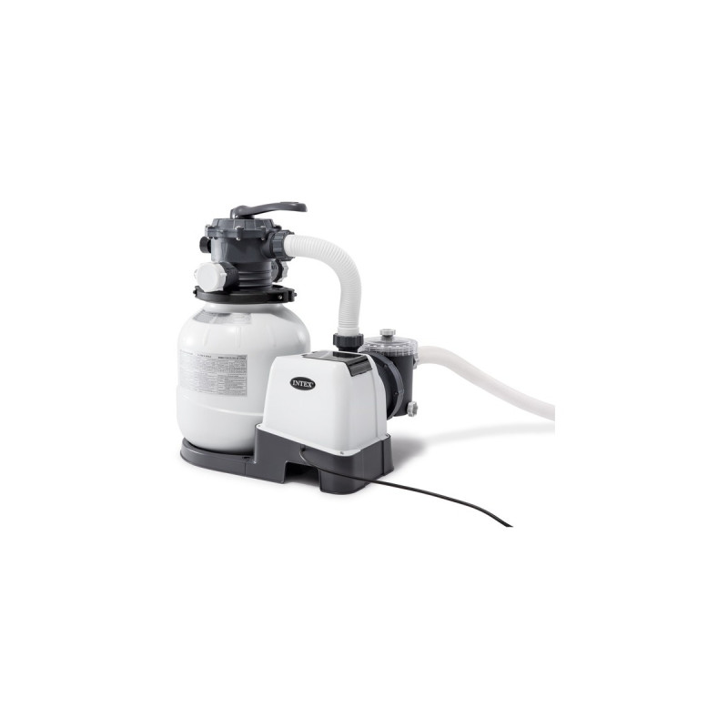 Intex Frame Pool Set Ultra Rondo XTR, Ø 549 x 132cm, Schwimmbad(dunkelgrau/blau, mit Sandfilteranlage)