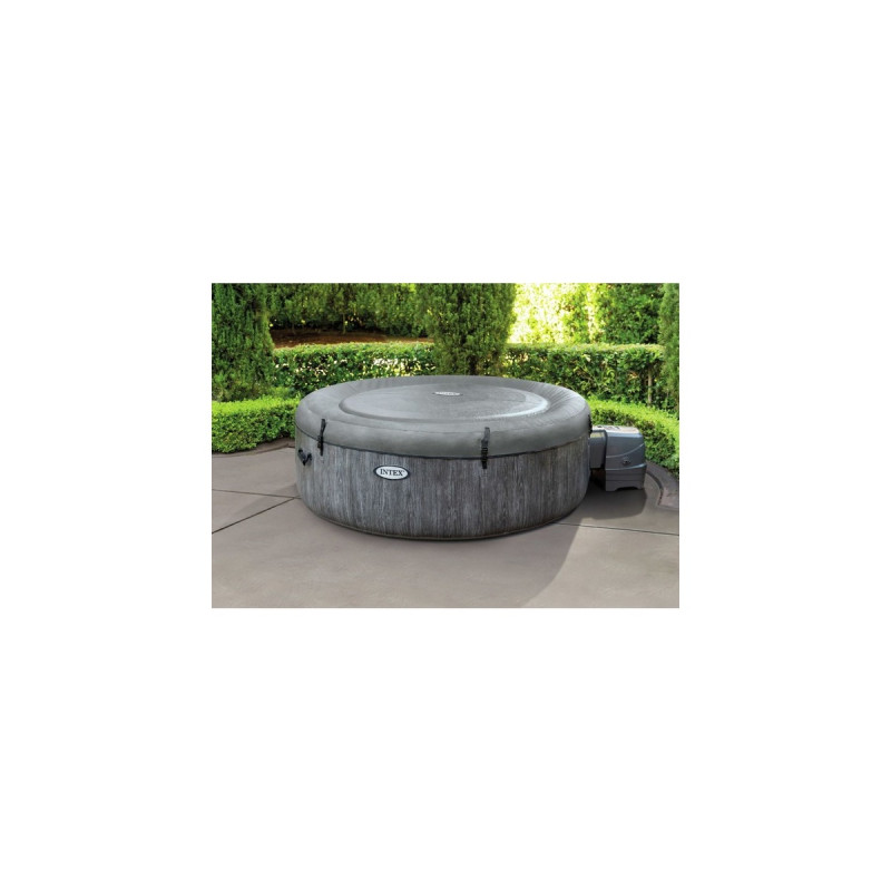 Intex Pure SPA Bubble Massage Greywood Deluxe Ø 196 x 71cm, Schwimmbad(dunkelgrau, mit Kalkschutzsystem)