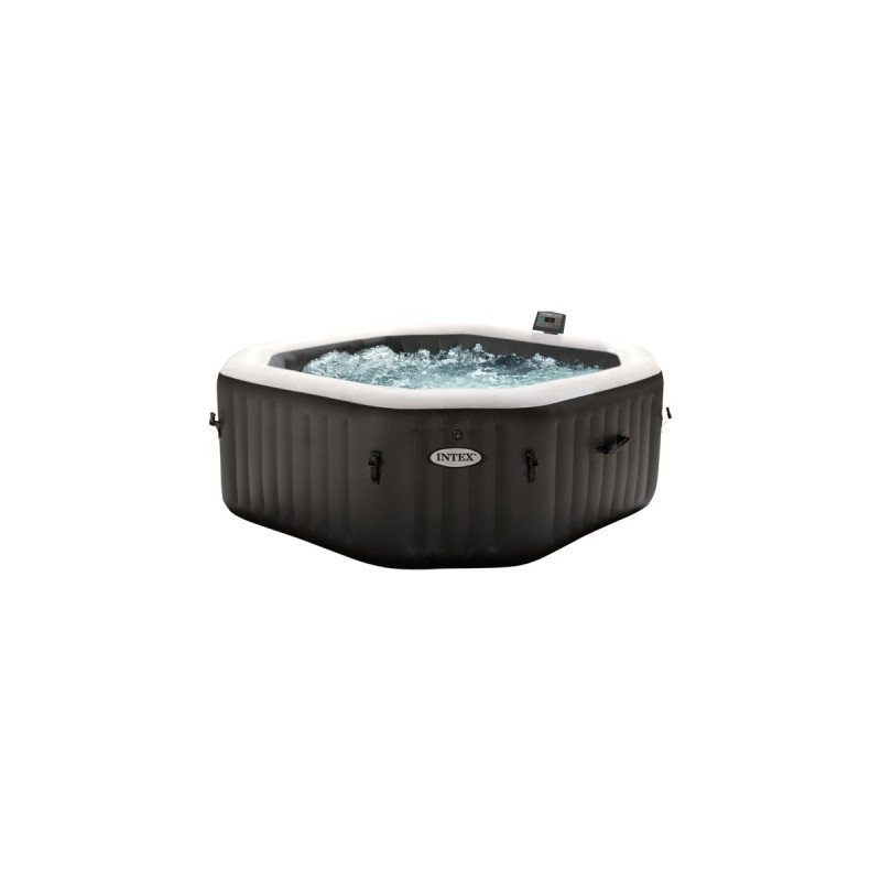 Intex Pure Spa Octagon Bubble Jet Ø 201 x 71cm, Schwimmbad(schwarz/weiß, mit Salzwassersystem, Outlet)