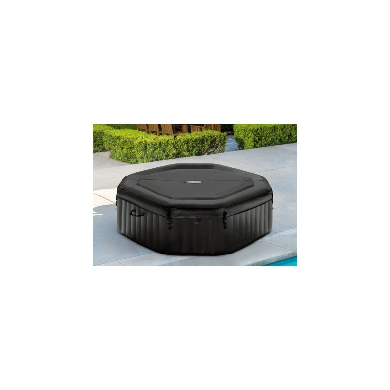 Intex Pure Spa Octagon Bubble Jet Ø 201 x 71cm, Schwimmbad(schwarz/weiß, mit Salzwassersystem, Outlet)