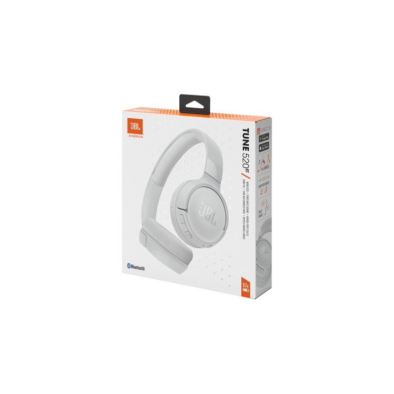 JBL Tune 520BT, Kopfhörer(weiß, Bluetooth, USB-C)