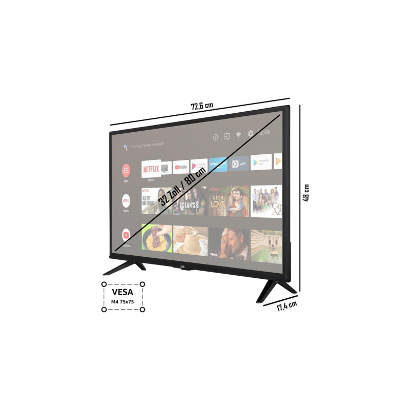 JVC LT-32VAF3255, LED-Fernseher(80 cm (32 Zoll), schwarz, FullHD, Triple Tuner, SmartTV)