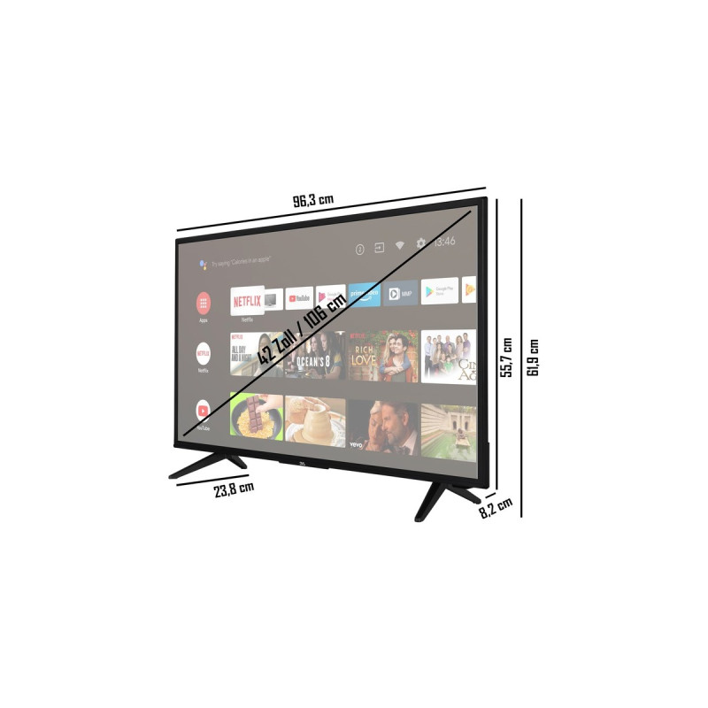 JVC LT-43VAF3055, LED-Fernseher(108 cm (43 Zoll), schwarz, FullHD, Triple Tuner, SmartTV)