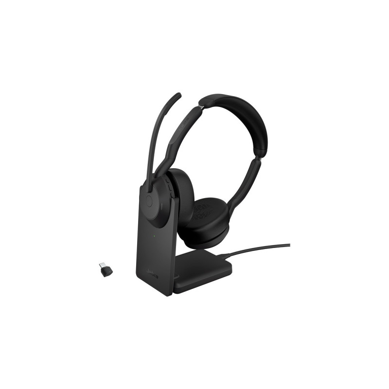 Jabra Evolve2 55, mit Ladestation, Headset(schwarz, Stereo, UC, USB-C, Link380c)
