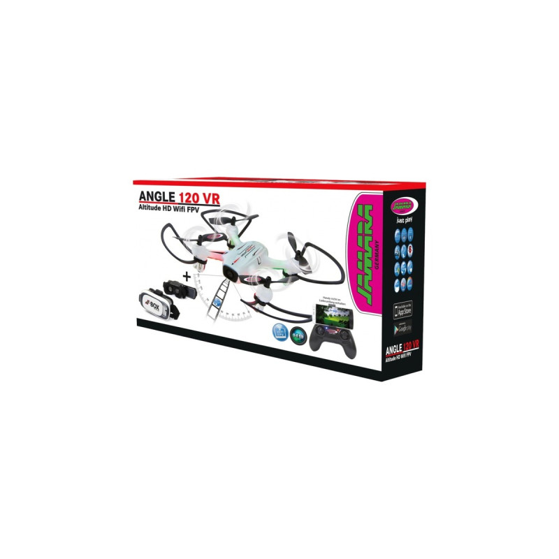 Jamara Angle 120 VR Drone WideAngle Altitude HD FPV WiFi, Drohne(weiß/schwarz)