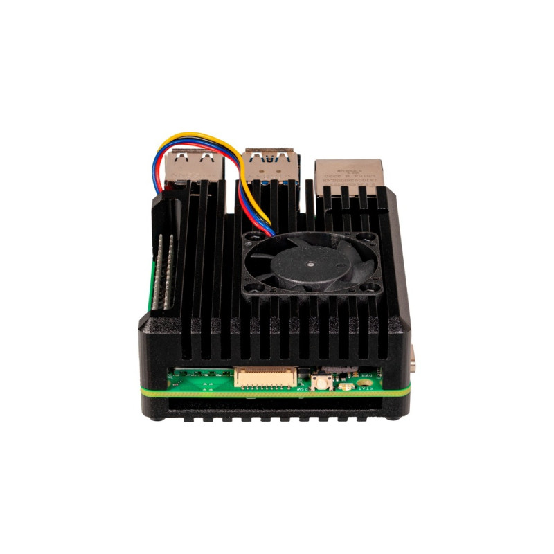 Joy-IT Aluminiumgehäuse für Raspberry Pi 5(schwarz, Armor Case Block Active)