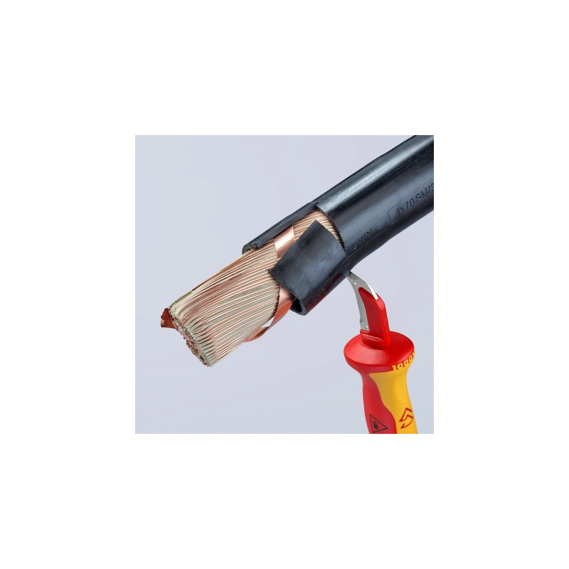 KNIPEX Abmantelungsmesser 98 55 SB VDE(rot/gelb, Länge 180mm, mit Gleitschuh)