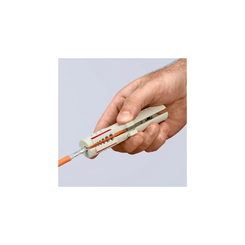 KNIPEX Abmantelungswerkzeug für Datenkabel 16 65 125 SB, Abisolier-/ Abmantelungswerkzeug(Befestigungsclip, Öffnungsfeder und Sperrklinke)