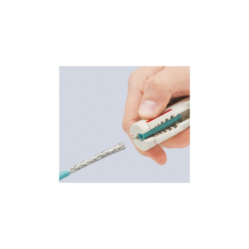 KNIPEX Abmantelungswerkzeug für Datenkabel 16 65 125 SB, Abisolier-/ Abmantelungswerkzeug(Befestigungsclip, Öffnungsfeder und Sperrklinke)