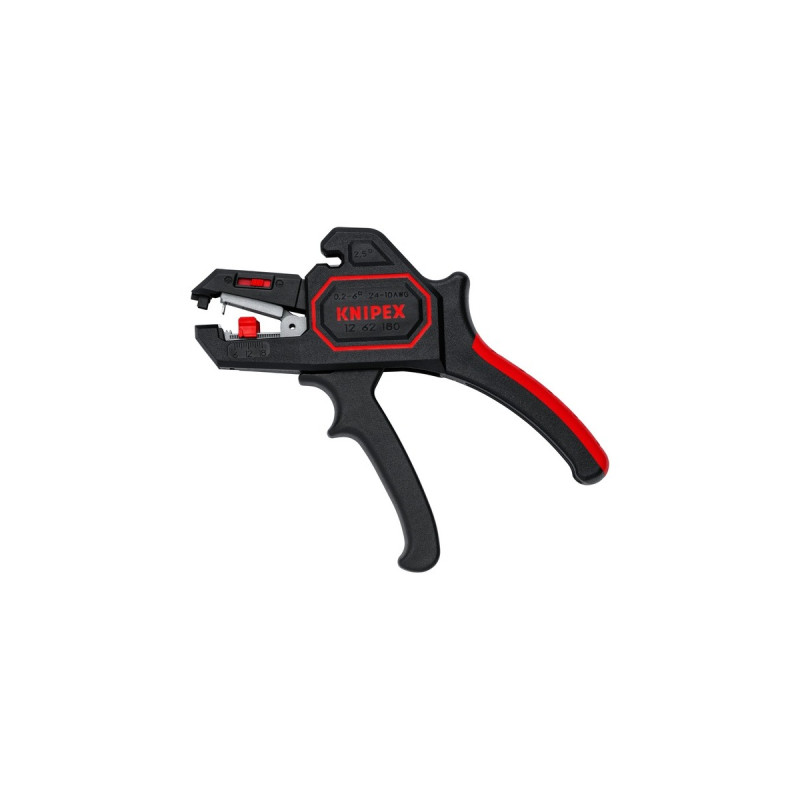 KNIPEX Automatische Abisolier-Zange 12 62 180 SB(schwarz/rot, integrierter Drahtschneider)