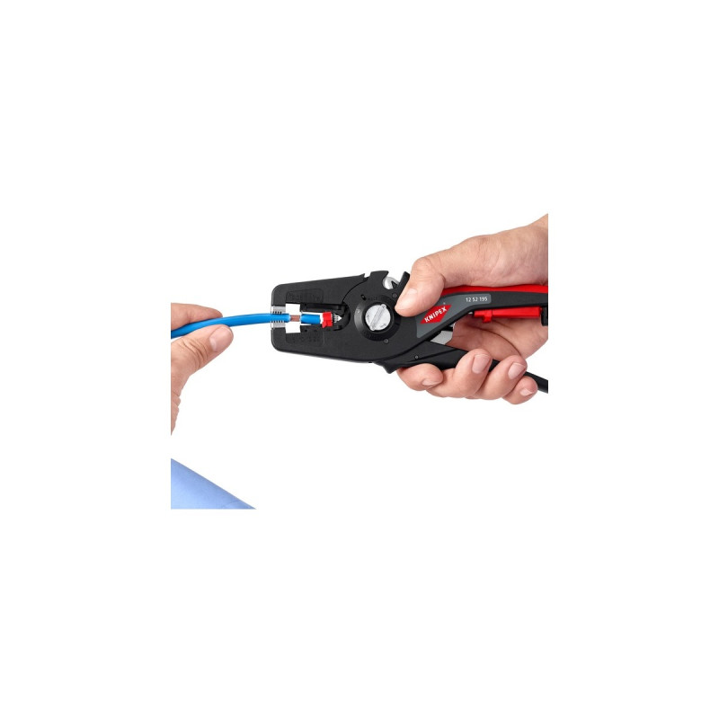 KNIPEX Automatische Abisolierzange PreciStrip16, Abisolier-Zange(schwarz/rot, integrierter Drahtschneider)
