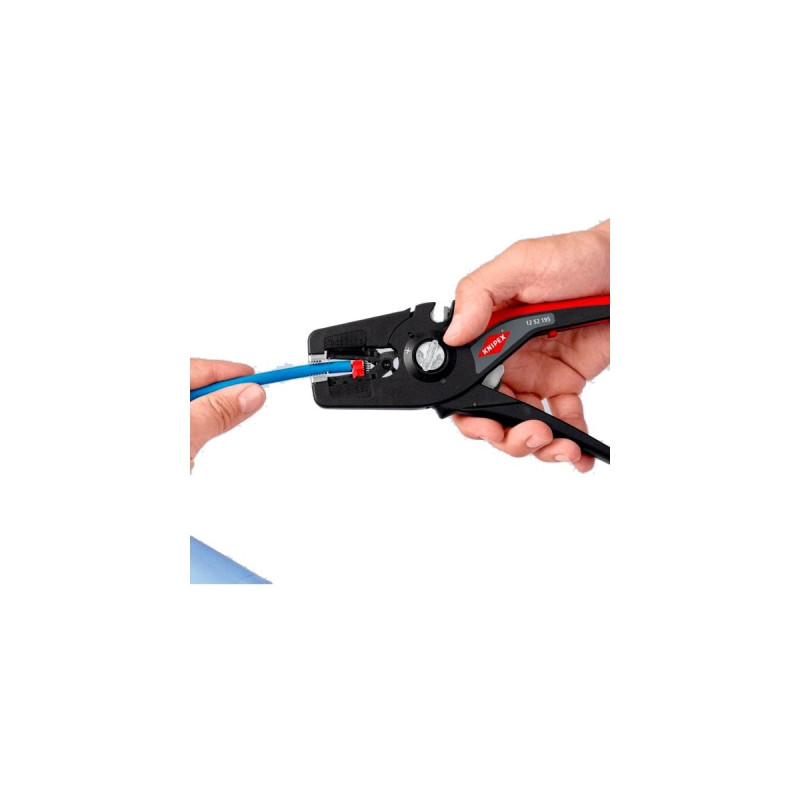 KNIPEX Automatische Abisolierzange PreciStrip16, Abisolier-Zange(schwarz/rot, integrierter Drahtschneider)