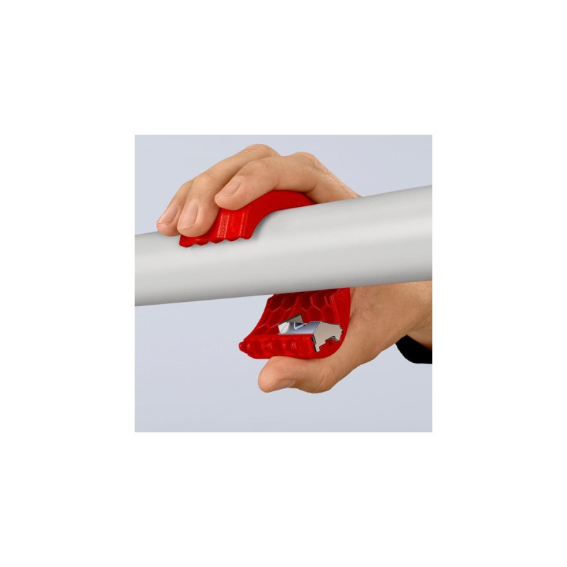 KNIPEX BiX, Rohrschneider für Kunststoffrohre und Dichthülsen(rot/blau)