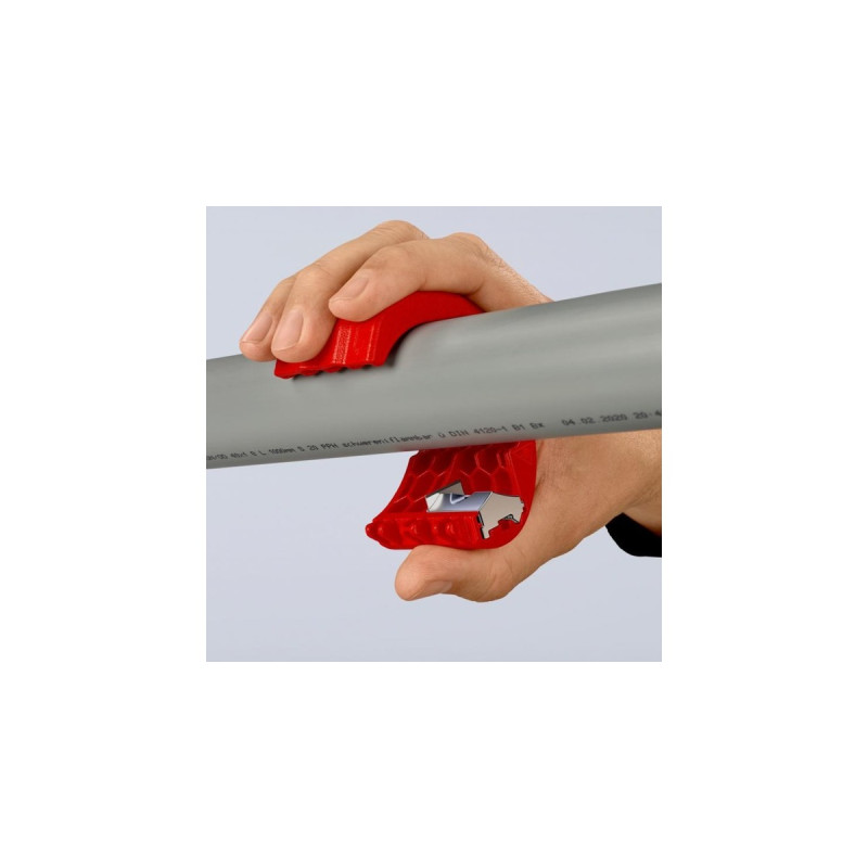 KNIPEX BiX, Rohrschneider für Kunststoffrohre und Dichthülsen(rot/blau)