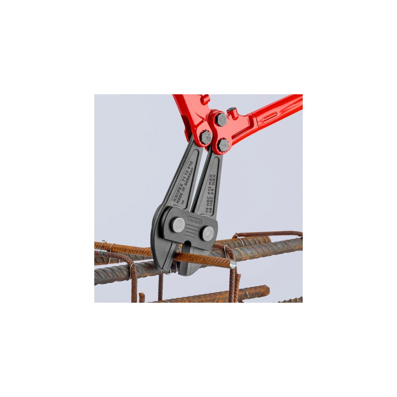 KNIPEX Bolzenschneider 71 72 910, Schneid-Zange(rot/blau, 12-fach einstellbar, mit Dämpfer)