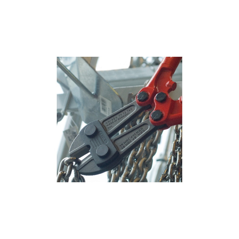 KNIPEX Bolzenschneider 71 72 910, Schneid-Zange(rot/blau, 12-fach einstellbar, mit Dämpfer)