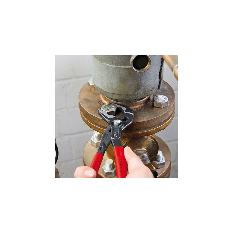 KNIPEX Cobra ES 87 51 250, 250mm, Rohr- / Wasserpumpen-Zange(schwarz/rot, Wasserpumpenzange, 19-fach verstellbar)