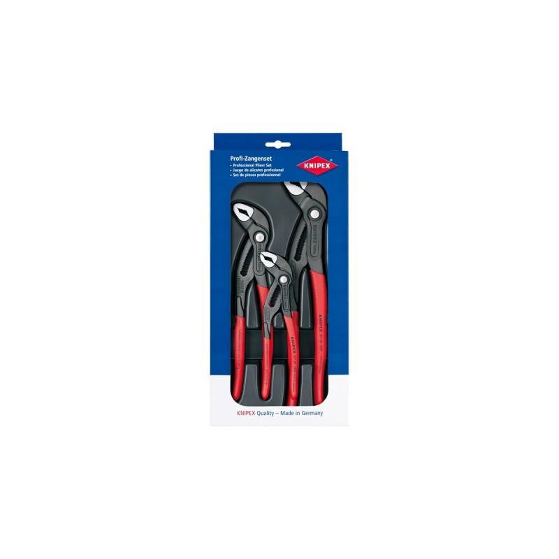 KNIPEX Cobra-Paket 00 20 09 V02, Zangen-Set(schwarz, gezahnte Griffflächen, integrierter Klemmschutz)