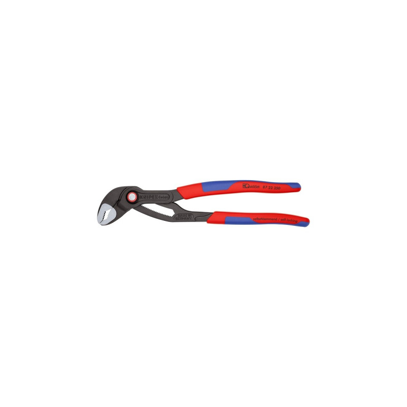 KNIPEX Cobra QuickSet Rohr- / Wasserpumpen-Zange 87 22 250(rot/blau, Länge 250mm, für Rohre bis 2