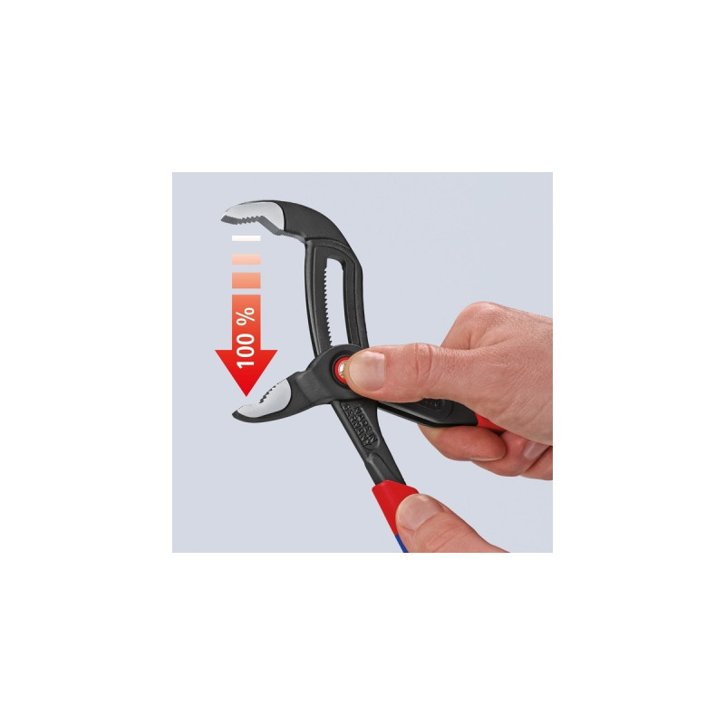 KNIPEX Cobra QuickSet Rohr- / Wasserpumpen-Zange 87 22 250(rot/blau, Länge 250mm, für Rohre bis 2