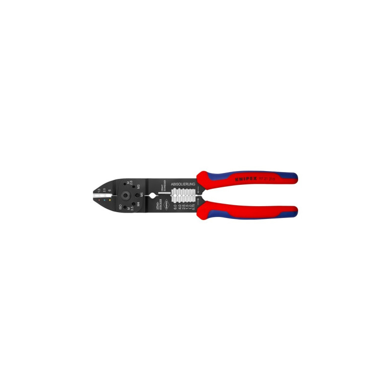KNIPEX Crimpzange 97 21 215(rot/blau, Abisolieren, Crimpen 0,5 - 6,0mm²)