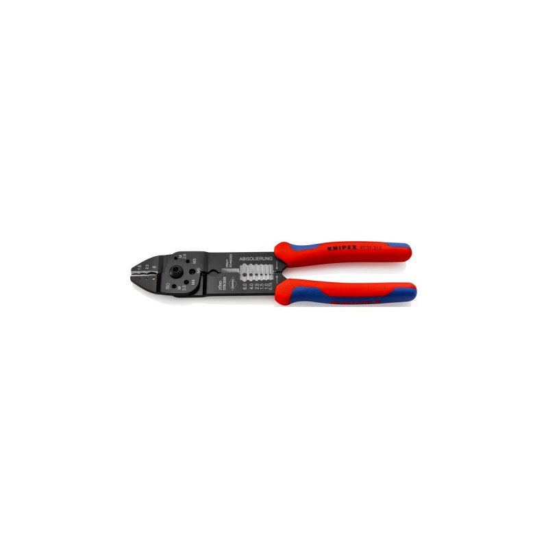 KNIPEX Crimpzange 97 21 215(rot/blau, Abisolieren, Crimpen 0,5 - 6,0mm²)