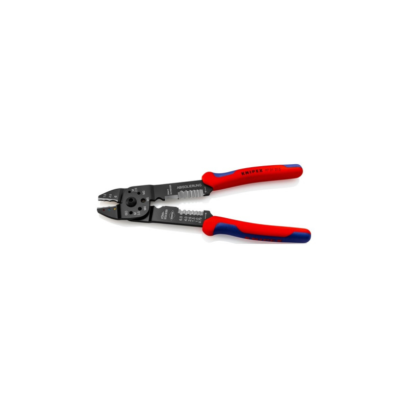 KNIPEX Crimpzange 97 21 215(rot/blau, Abisolieren, Crimpen 0,5 - 6,0mm²)